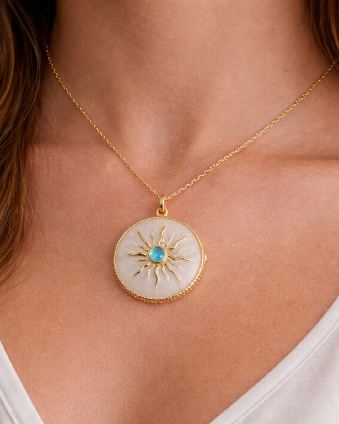 Kişiye Özel Mineli Kolye (Güneş Motif)