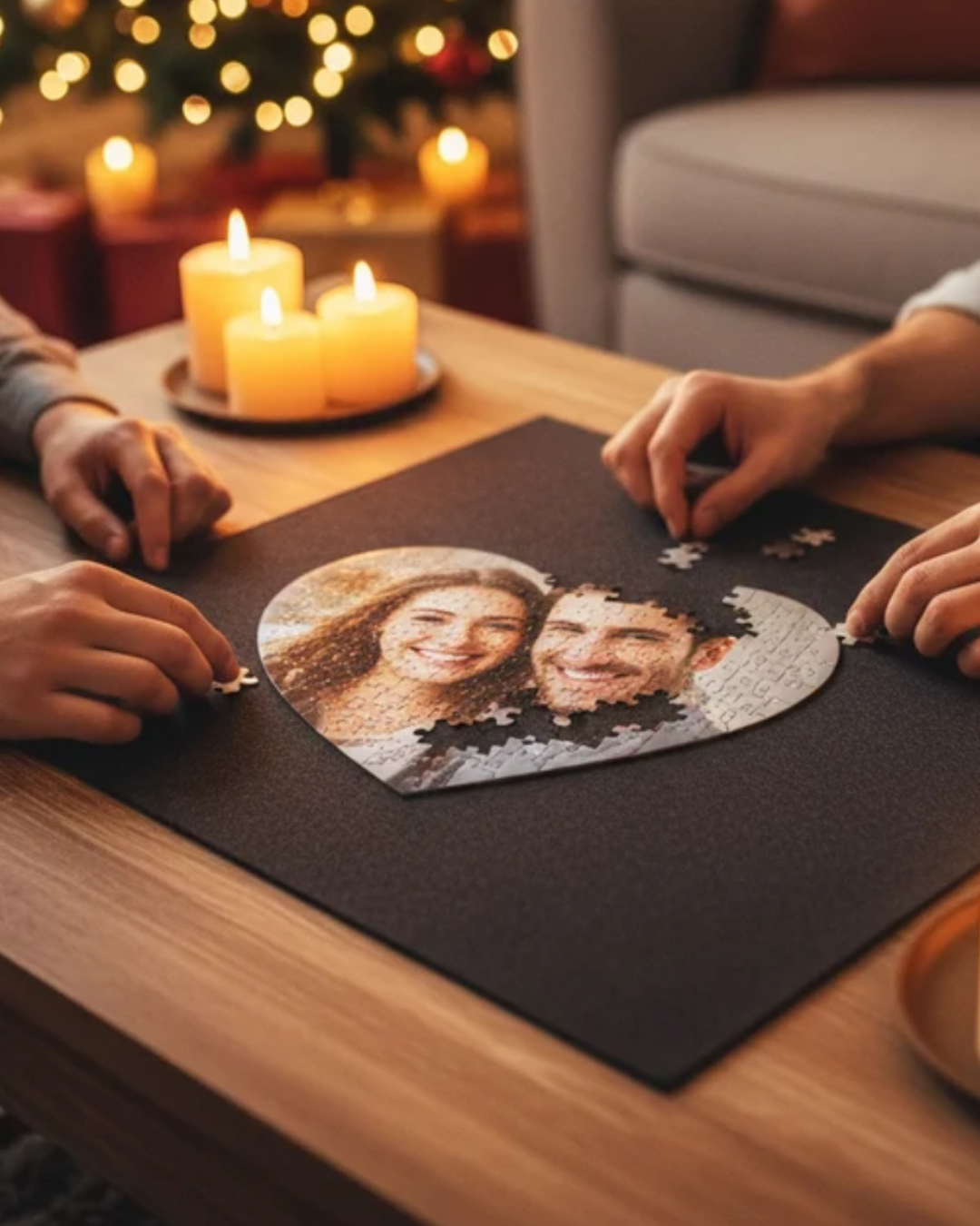 Kişiye Özel Resimli Fotoğraf Kalp Puzzle (120 Parça)