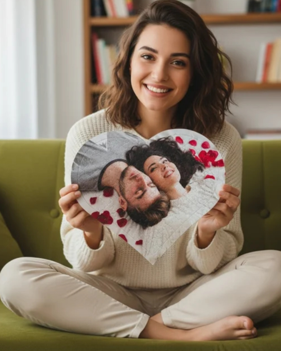 Kişiye Özel Resimli Fotoğraf Kalp Puzzle (120 Parça)