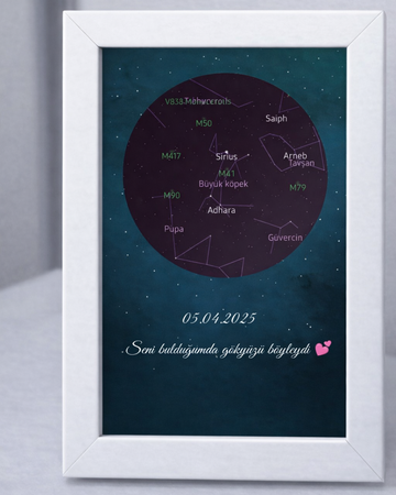 Kişiye Özel Gökyüzü Haritası Anı Tablosu