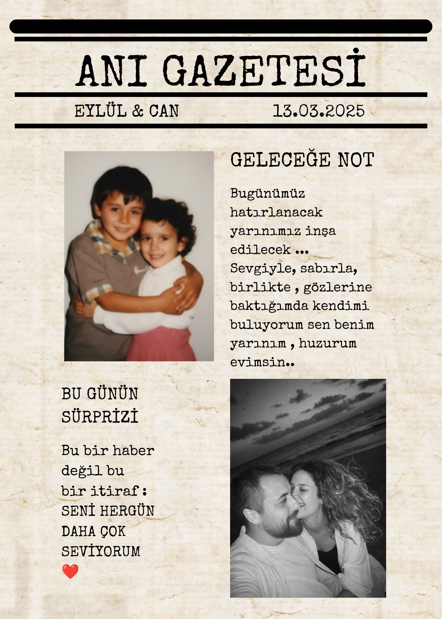 Kişiye Özel Anı Gazetesi